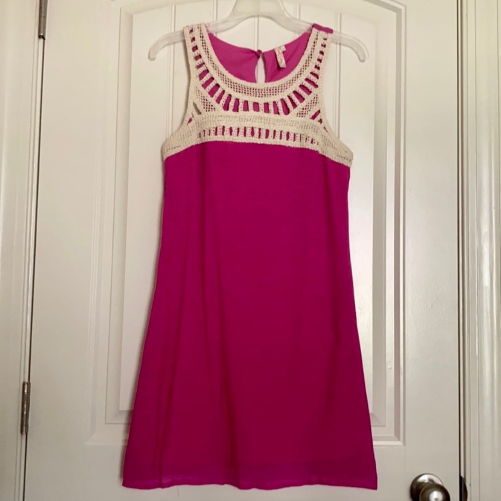 Magenta Crochet Detail Dress